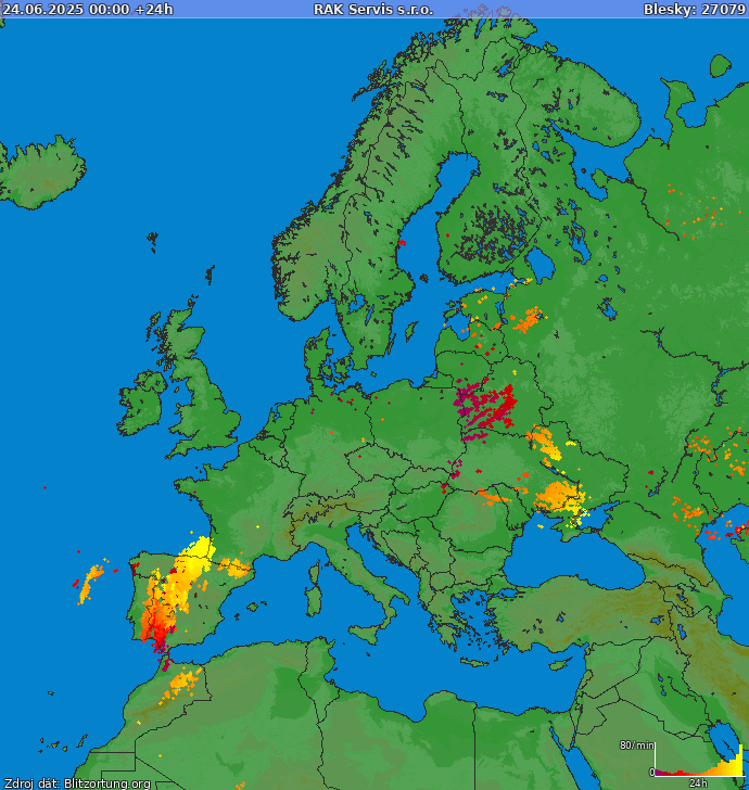 Carte de la foudre Europe 25/06/2025