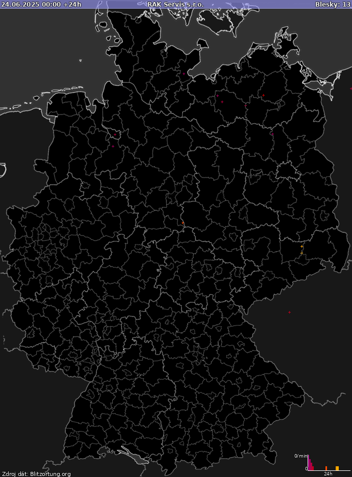 Carte de la foudre Allemagne 25/06/2025