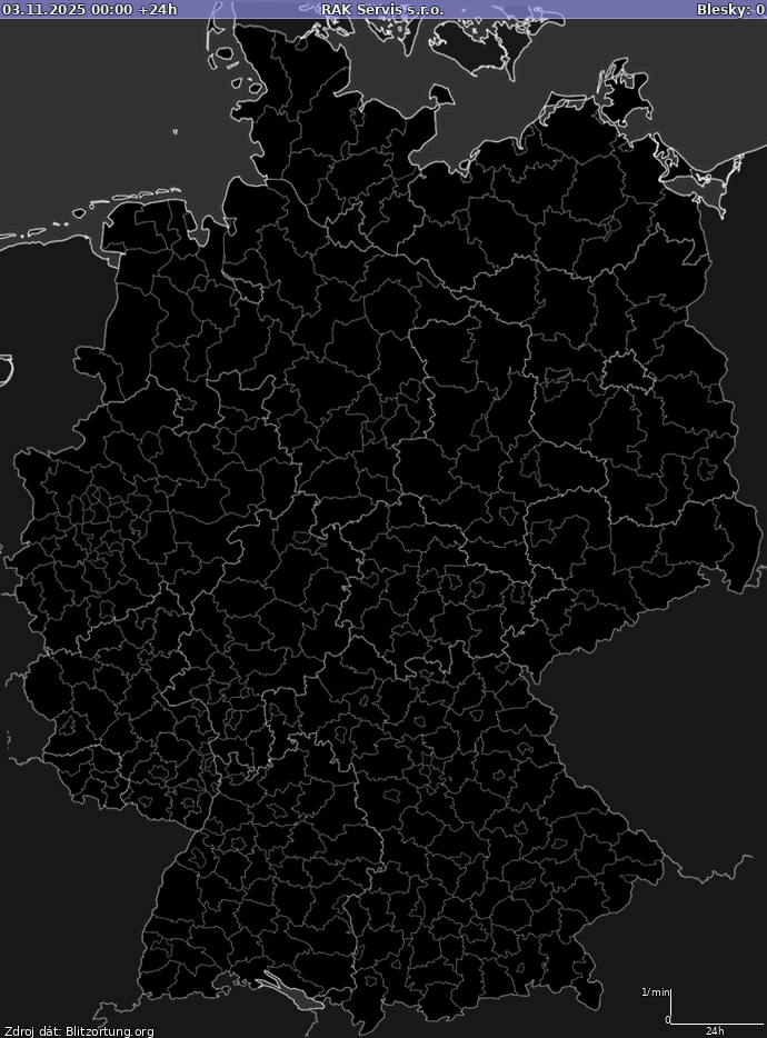 Lightning map Germany 2025-11-04
