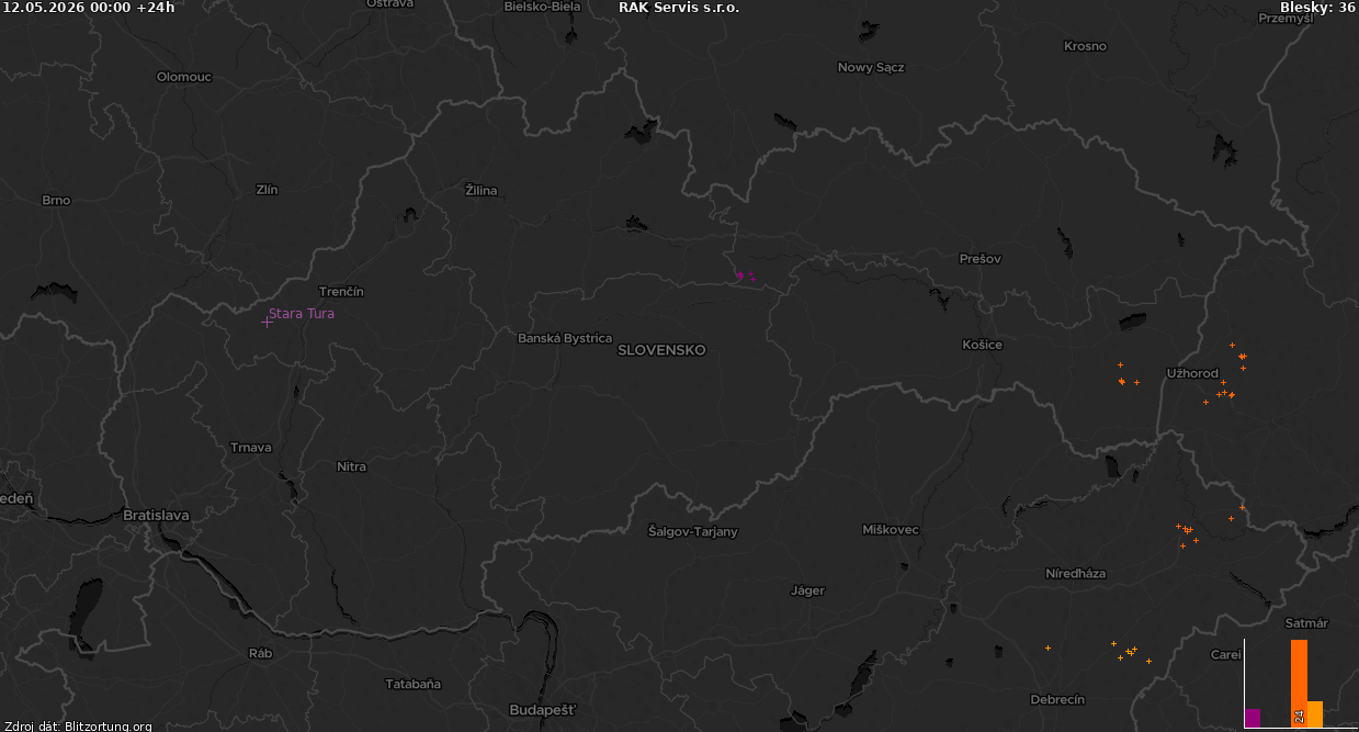 Blitzkarte Slovensko-tmava 13.05.2026