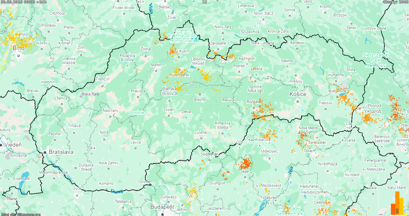 Mapa bleskov Slovensko 01.07.2026