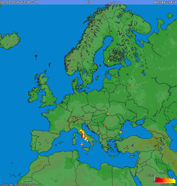 Lightning map Europe 2026-07-02 (Animation)